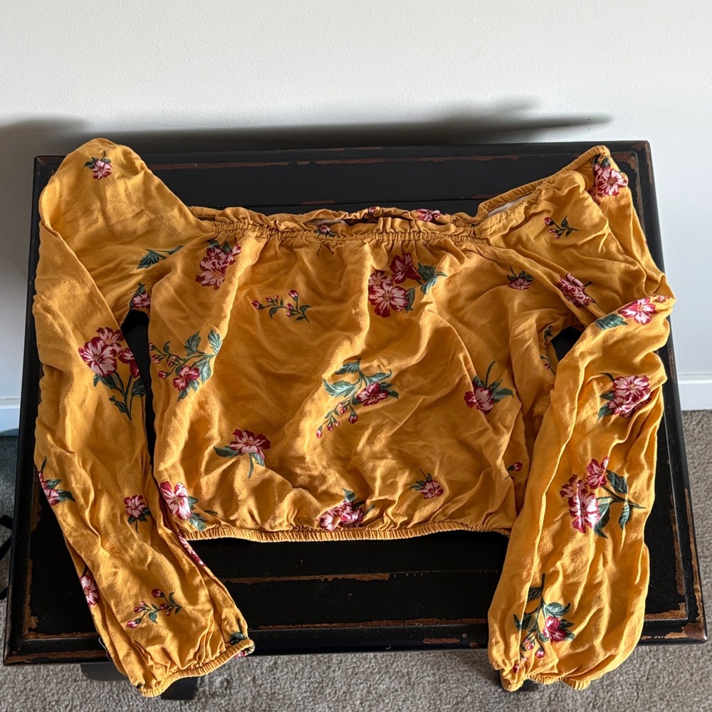 Floral Yellow Off-Shoulder Top